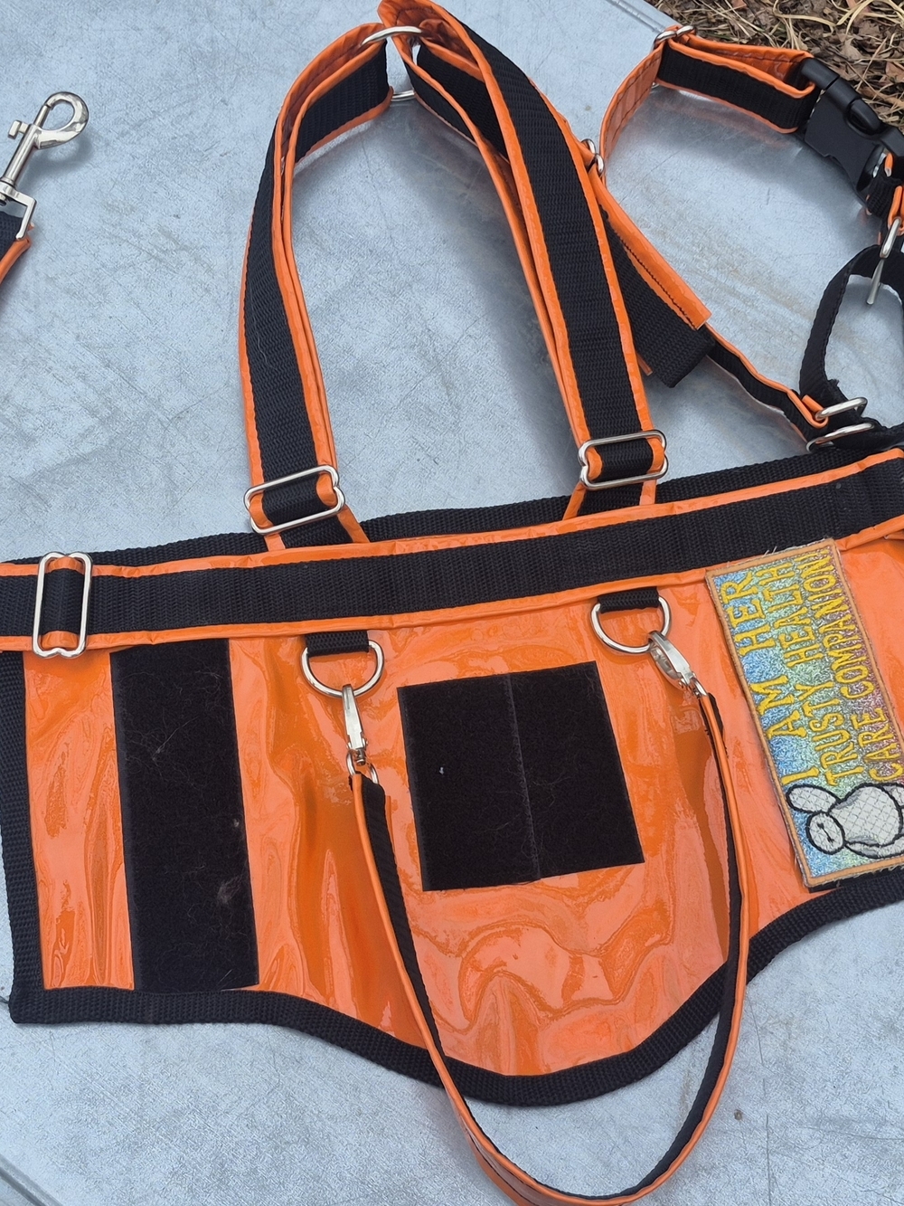 Orange & Black Service Dog Harness Vest - High-Visibility Harness With Pullstrap